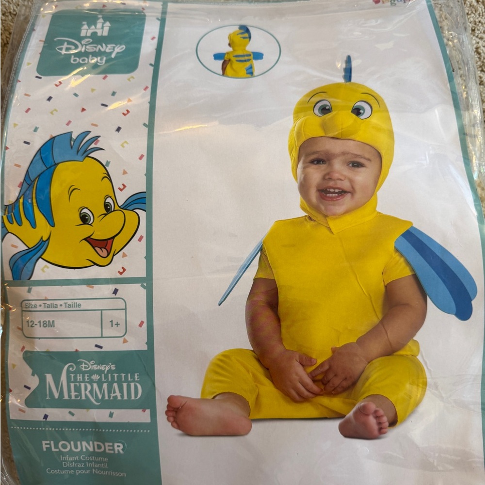 Halloween Disney Flounder Infant Costume in Yellow and Blue